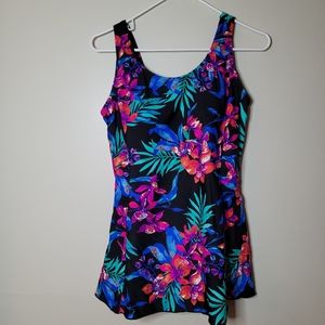 Womens size 12 Shore Shapes bathing suit Swimsuit One Piece Floral Perfect Cond!